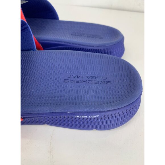 Skechers Mens 10 Yoga Mat Slide Sandals WNVR United States Flag Red White Blue U - Picture 7 of 8